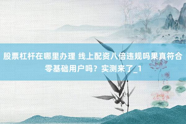 股票杠杆在哪里办理 线上配资八倍违规吗果真符合零基础用户吗？实测来了_1