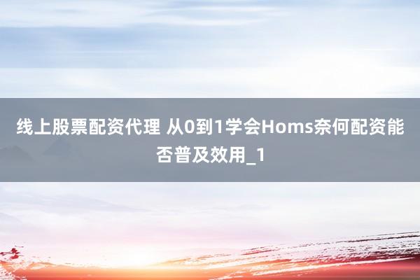 线上股票配资代理 从0到1学会Homs奈何配资能否普及效用_1