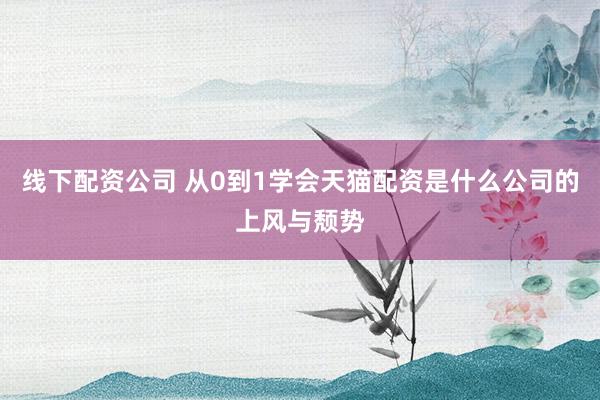 线下配资公司 从0到1学会天猫配资是什么公司的上风与颓势