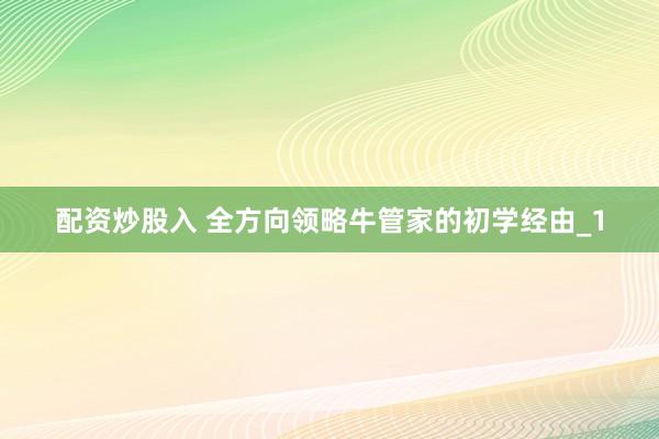 配资炒股入 全方向领略牛管家的初学经由_1