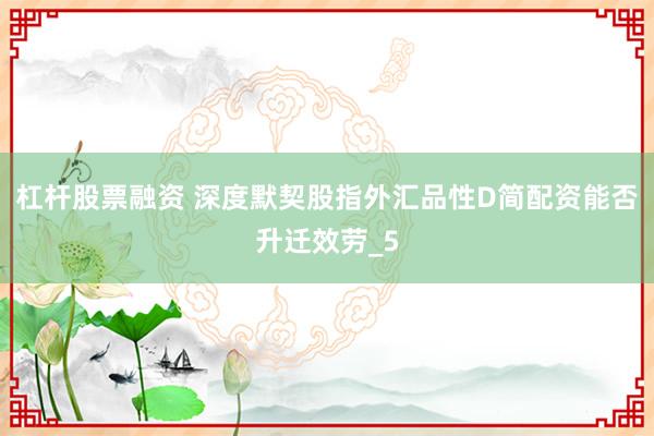 杠杆股票融资 深度默契股指外汇品性D简配资能否升迁效劳_5