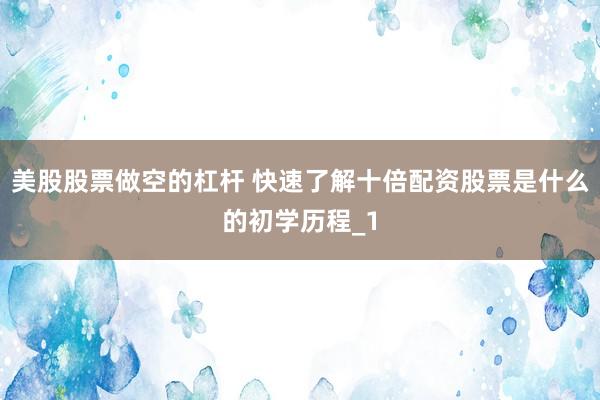 美股股票做空的杠杆 快速了解十倍配资股票是什么的初学历程_1