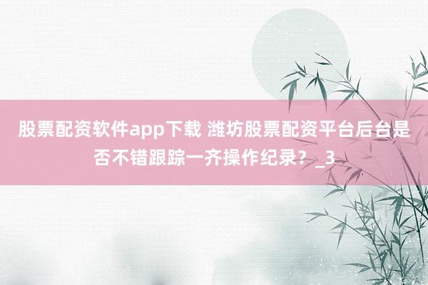 股票配资软件app下载 潍坊股票配资平台后台是否不错跟踪一齐操作纪录？_3