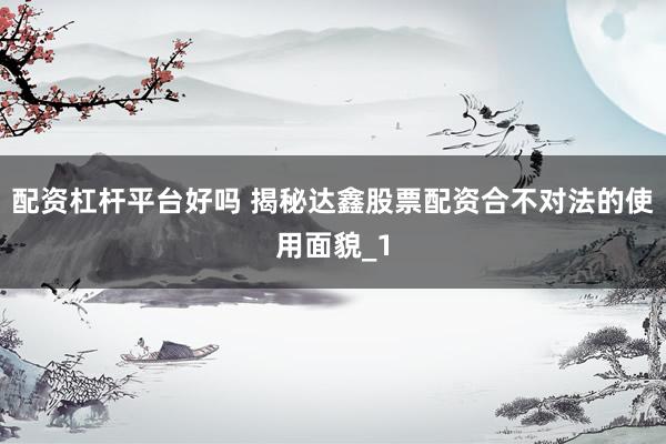 配资杠杆平台好吗 揭秘达鑫股票配资合不对法的使用面貌_1