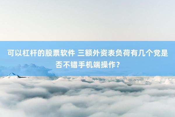 可以杠杆的股票软件 三额外资表负荷有几个党是否不错手机端操作？