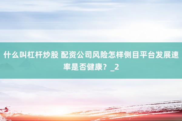 什么叫杠杆炒股 配资公司风险怎样侧目平台发展速率是否健康？_2