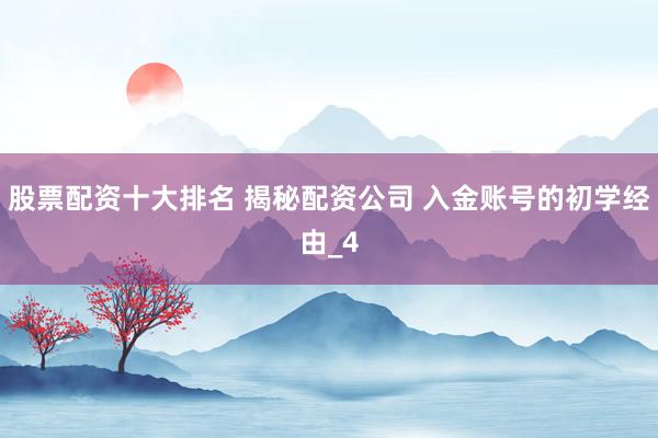 股票配资十大排名 揭秘配资公司 入金账号的初学经由_4
