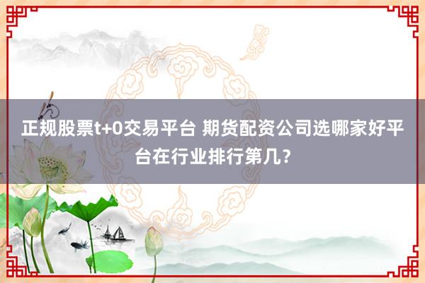 正规股票t+0交易平台 期货配资公司选哪家好平台在行业排行第几？