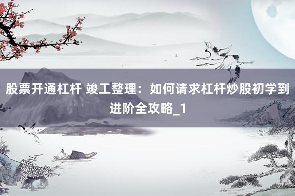 股票开通杠杆 竣工整理：如何请求杠杆炒股初学到进阶全攻略_1