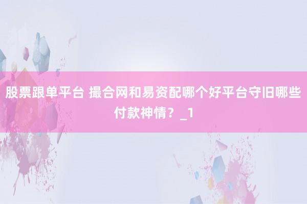 股票跟单平台 撮合网和易资配哪个好平台守旧哪些付款神情？_1