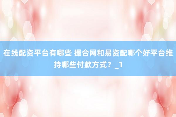 在线配资平台有哪些 撮合网和易资配哪个好平台维持哪些付款方式？_1