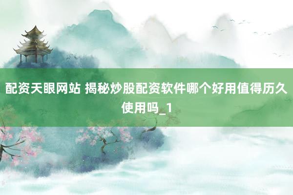 配资天眼网站 揭秘炒股配资软件哪个好用值得历久使用吗_1