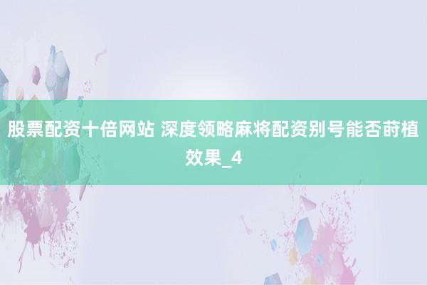 股票配资十倍网站 深度领略麻将配资别号能否莳植效果_4
