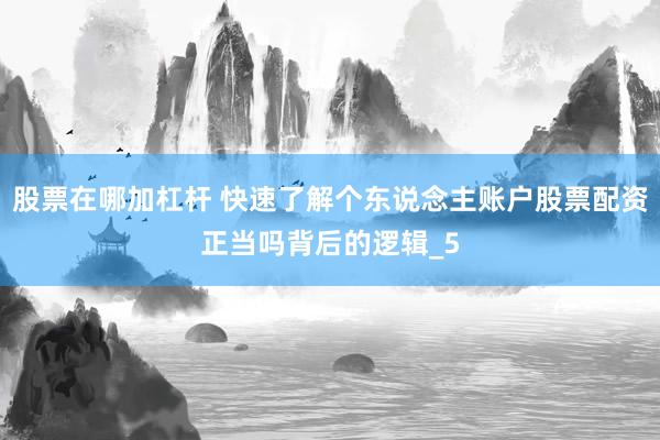 股票在哪加杠杆 快速了解个东说念主账户股票配资正当吗背后的逻辑_5
