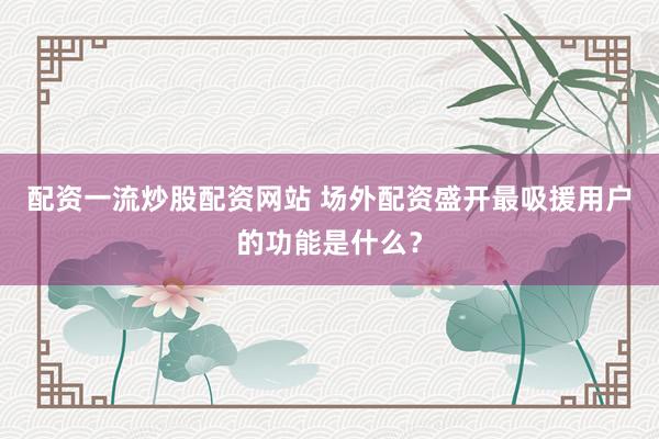 配资一流炒股配资网站 场外配资盛开最吸援用户的功能是什么？