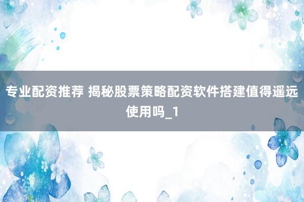 专业配资推荐 揭秘股票策略配资软件搭建值得遥远使用吗_1