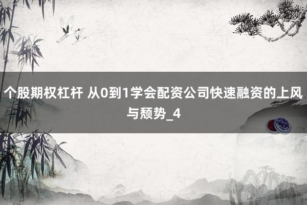 个股期权杠杆 从0到1学会配资公司快速融资的上风与颓势_4