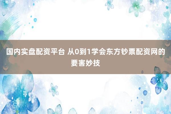 国内实盘配资平台 从0到1学会东方钞票配资网的要害妙技