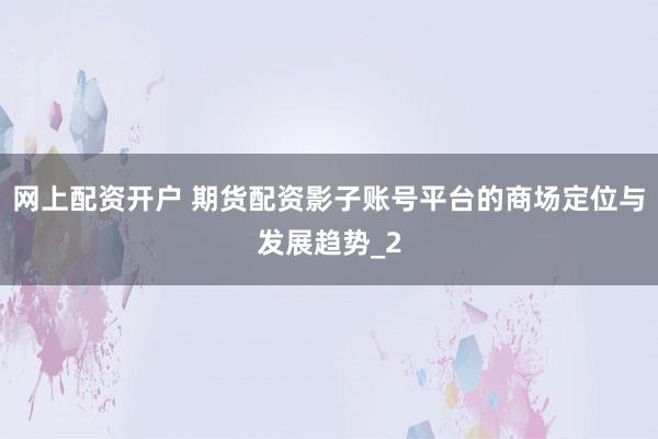 网上配资开户 期货配资影子账号平台的商场定位与发展趋势_2