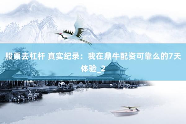 股票去杠杆 真实纪录：我在鼎牛配资可靠么的7天体验_2