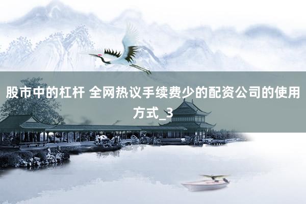 股市中的杠杆 全网热议手续费少的配资公司的使用方式_3