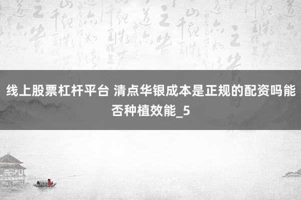 线上股票杠杆平台 清点华银成本是正规的配资吗能否种植效能_5