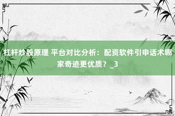 杠杆炒股原理 平台对比分析：配资软件引申话术哪家奇迹更优质？_3