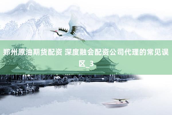 郑州原油期货配资 深度融会配资公司代理的常见误区_3