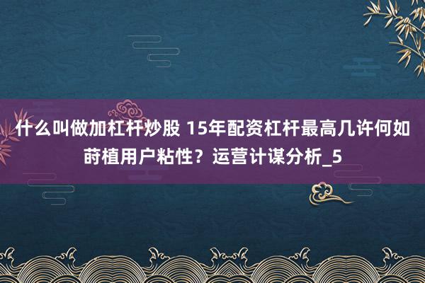 什么叫做加杠杆炒股 15年配资杠杆最高几许何如莳植用户粘性？运营计谋分析_5
